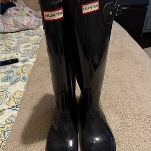 Hunter Glossy Black Tall Boots